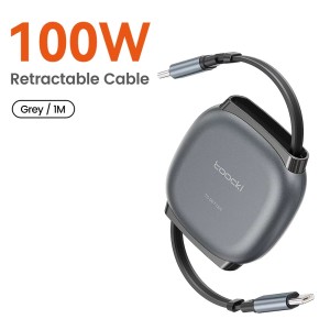 Toocki Mini C-to-C 100W Retractable Cable Ultra-Compact Design & Magnetic Connection for Laptop Fast Charging